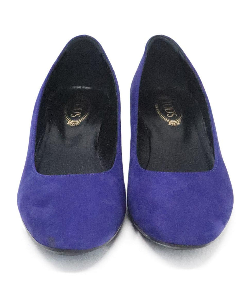 Tod's Blue Suede & Gold Stud Heels sz 8 - Michael's Consignment NYC