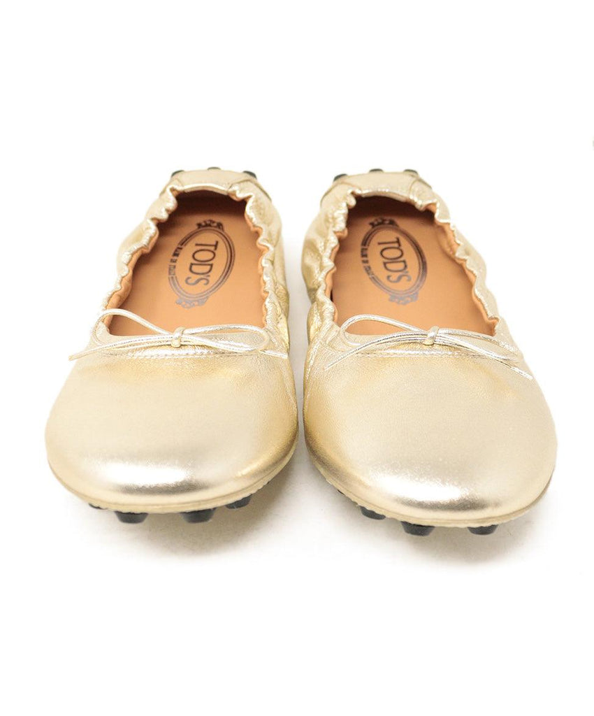 Tod's Gold Leather Flats sz 8.5 - Michael's Consignment NYC