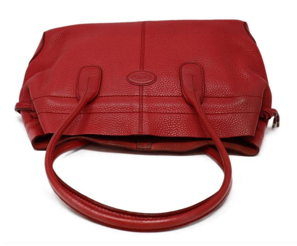 Tod's Red Grained Leather Tote - Michael's Consignment NYC