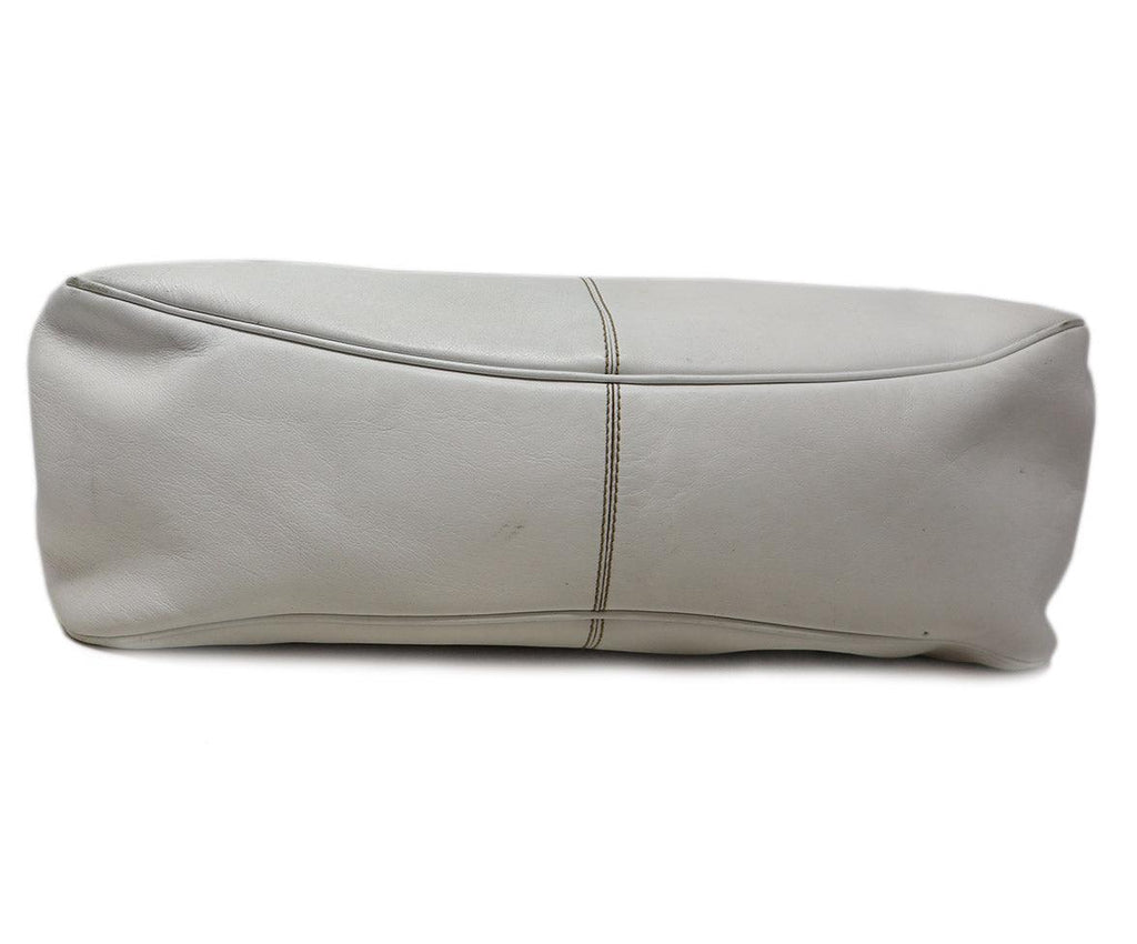 Tod's White Leather Brown Stitching Shoulder Bag - Michael's Consignment NYC