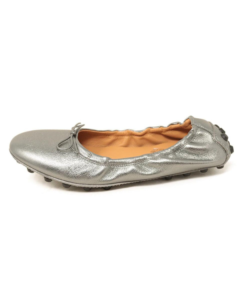 Tod's Silver Leather Flats sz 8.5 - Michael's Consignment NYC