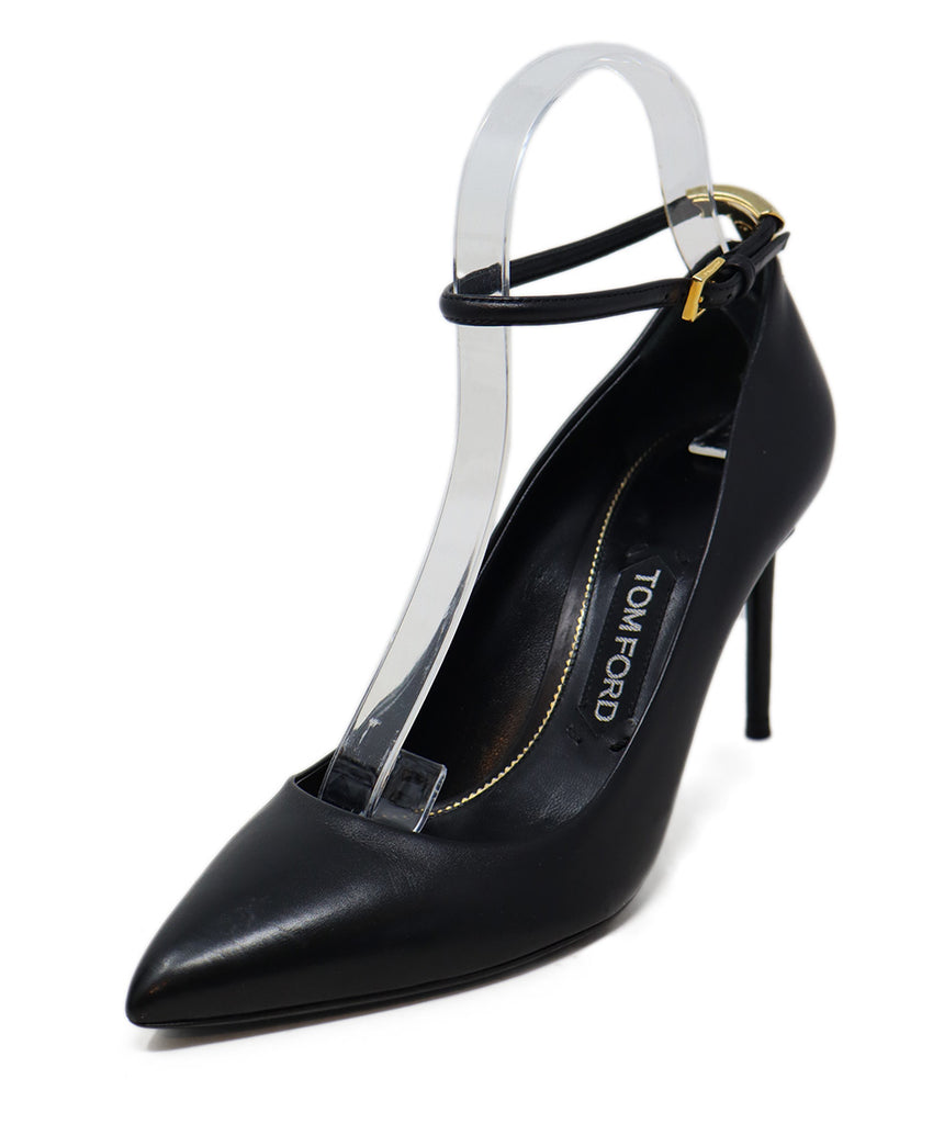 Tom Ford Black Leather Ankle Strap Heels 