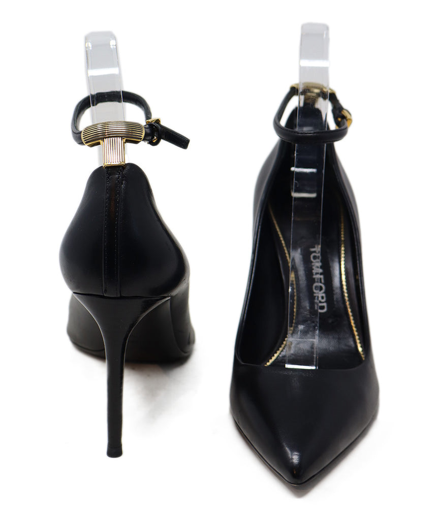 Tom Ford Black Leather Ankle Strap Heels 2