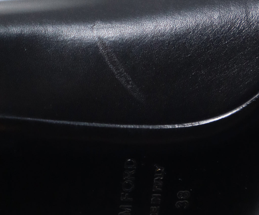 Tom Ford Black Leather Ankle Strap Heels 7