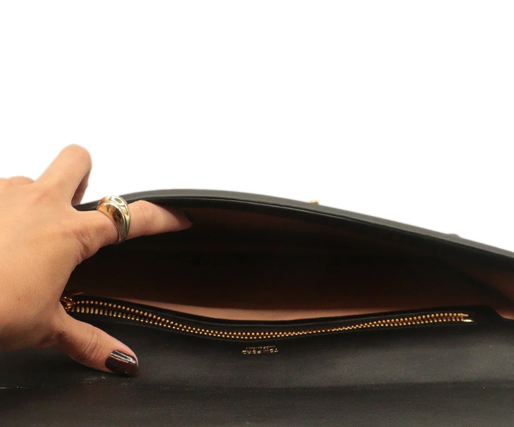 Tom Ford Black Leather Large Clutch - Michael's Consignment NYC