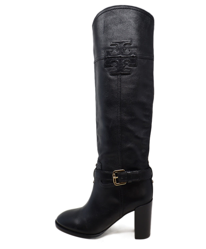 Tory Burch Black Leather Logo Boots 1