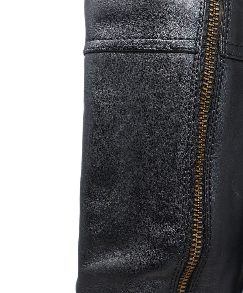 Tory Burch Black Leather Logo Boots 6