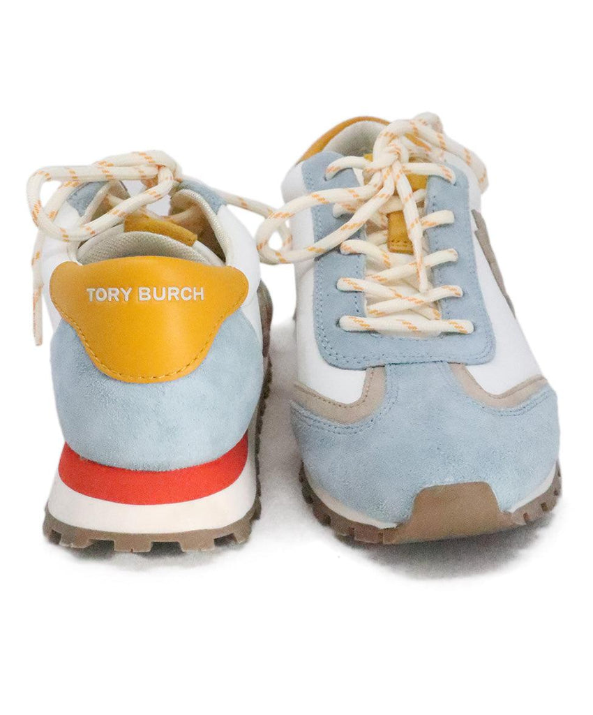 Tory Burch Blue & Orange Suede Sneakers 2