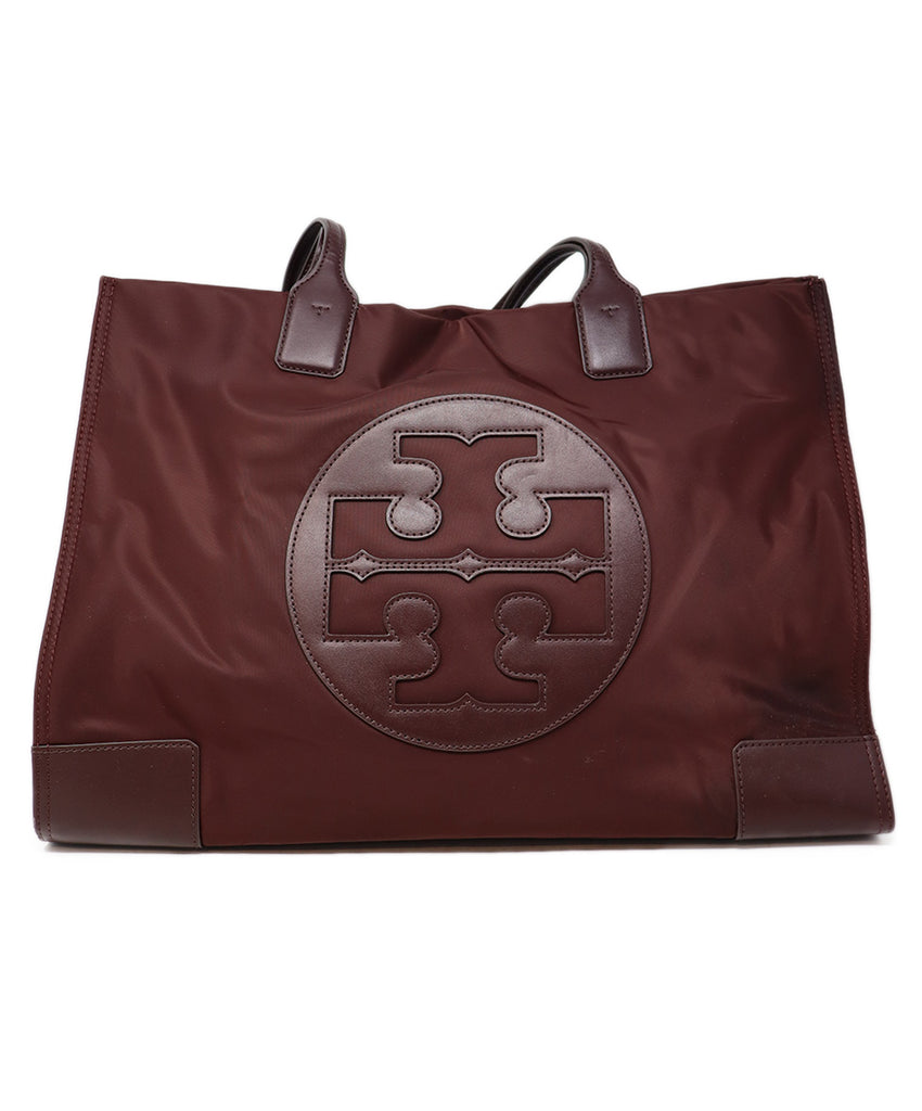 Tory Burch Burgundy Nylon & Leather Tote 