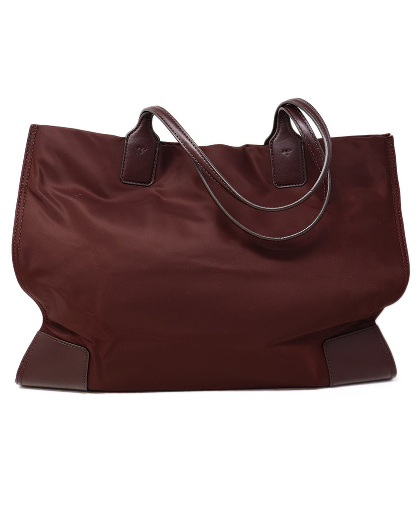 Tory Burch Burgundy Nylon & Leather Tote 2