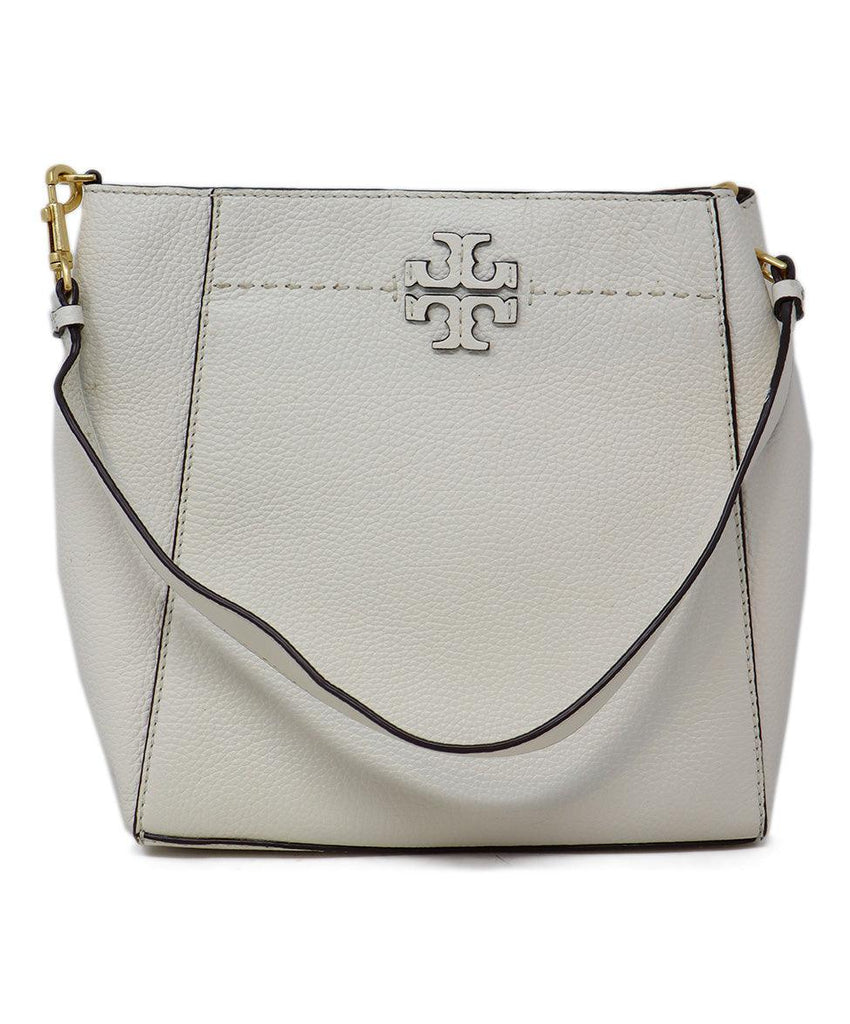 Tory Burch Ivory Grained Leather Satchel 