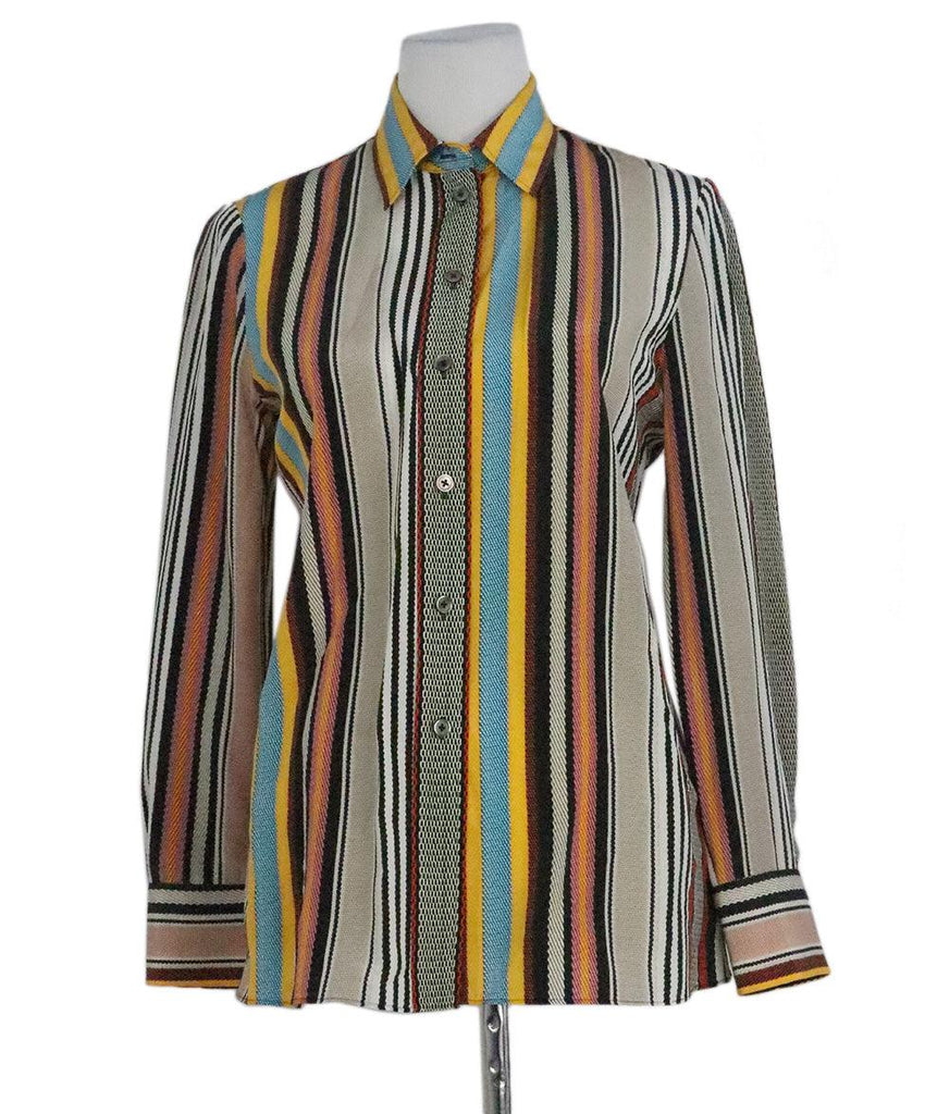 Tory Burch Multicolor Striped Silk Blouse 