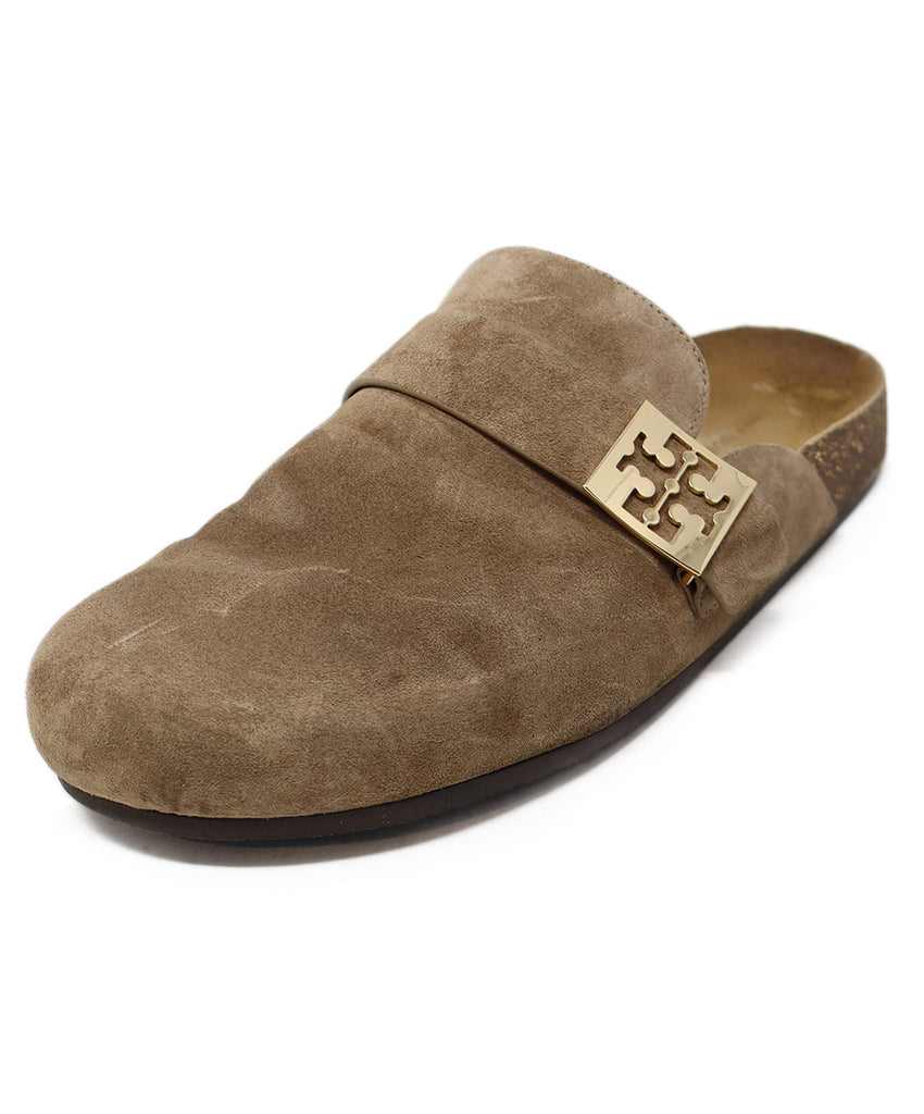 Tory Burch Taupe Suede Clogs 