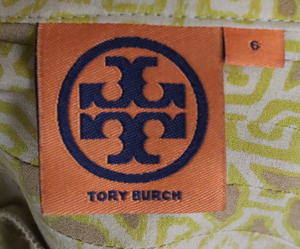 Tory Burch Yellow & Ivory Print Silk Blouse 3