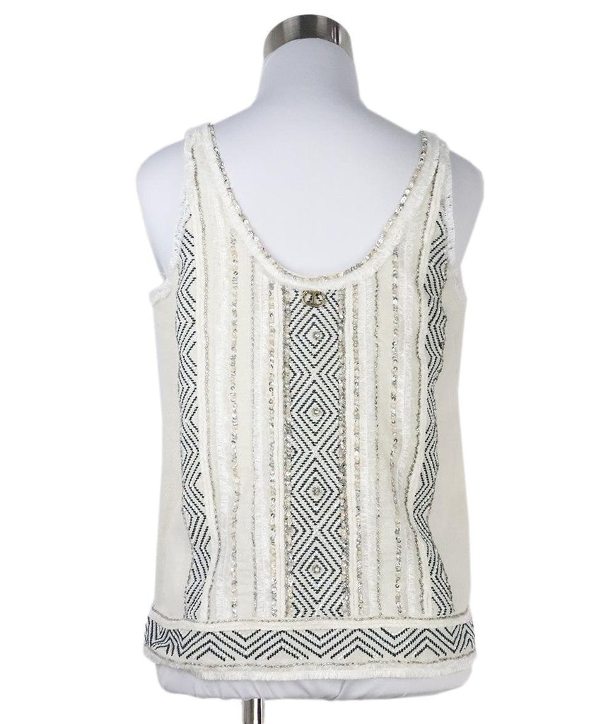 Twin-Set White & Black Beaded Top sz 6 - Michael's Consignment NYC