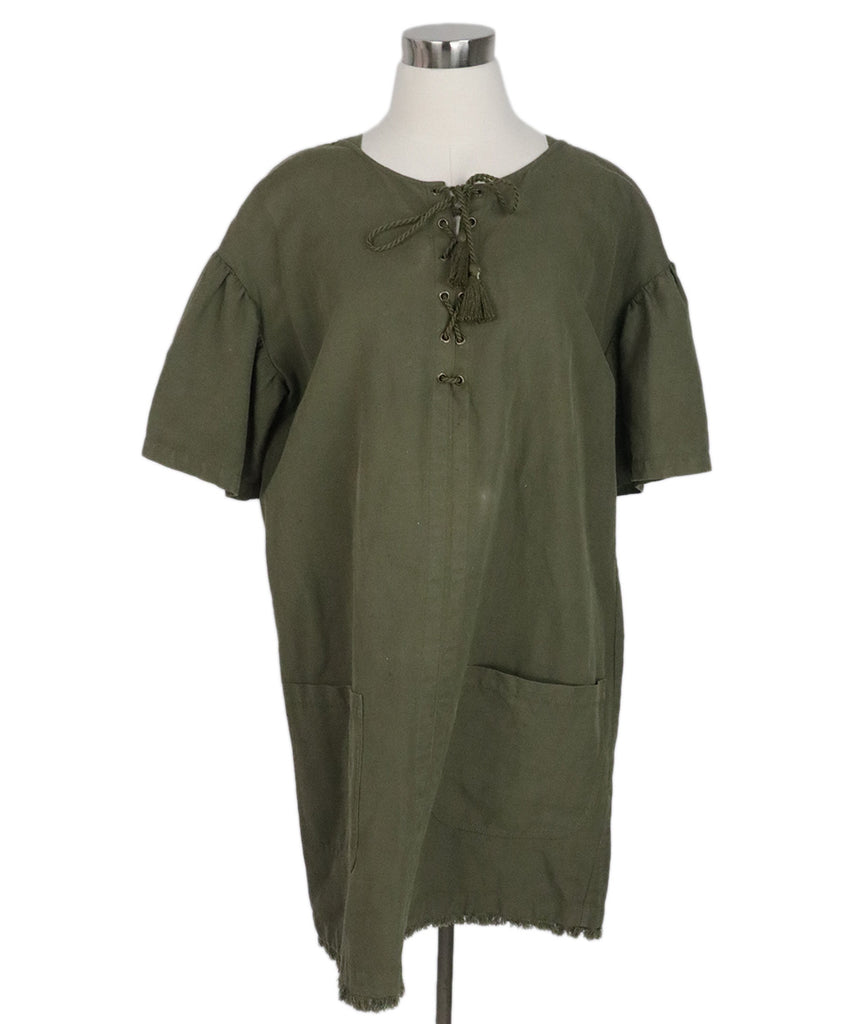 Ulla Johnson Olive Green Cotton Linen Dress 