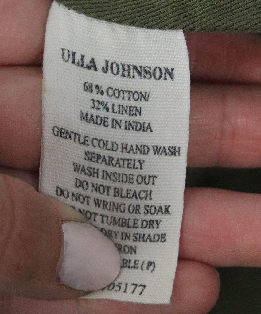 Ulla Johnson Olive Green Cotton Linen Dress 4