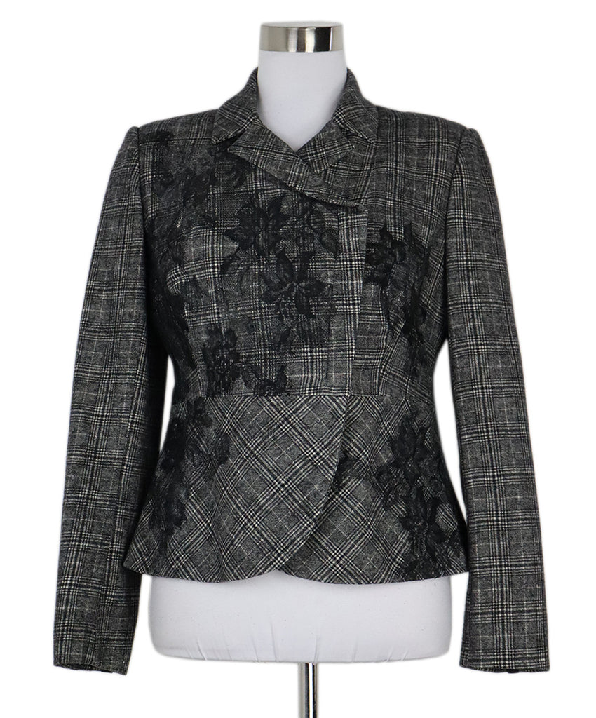 Valentino B&W Plaid Wool Jacket 