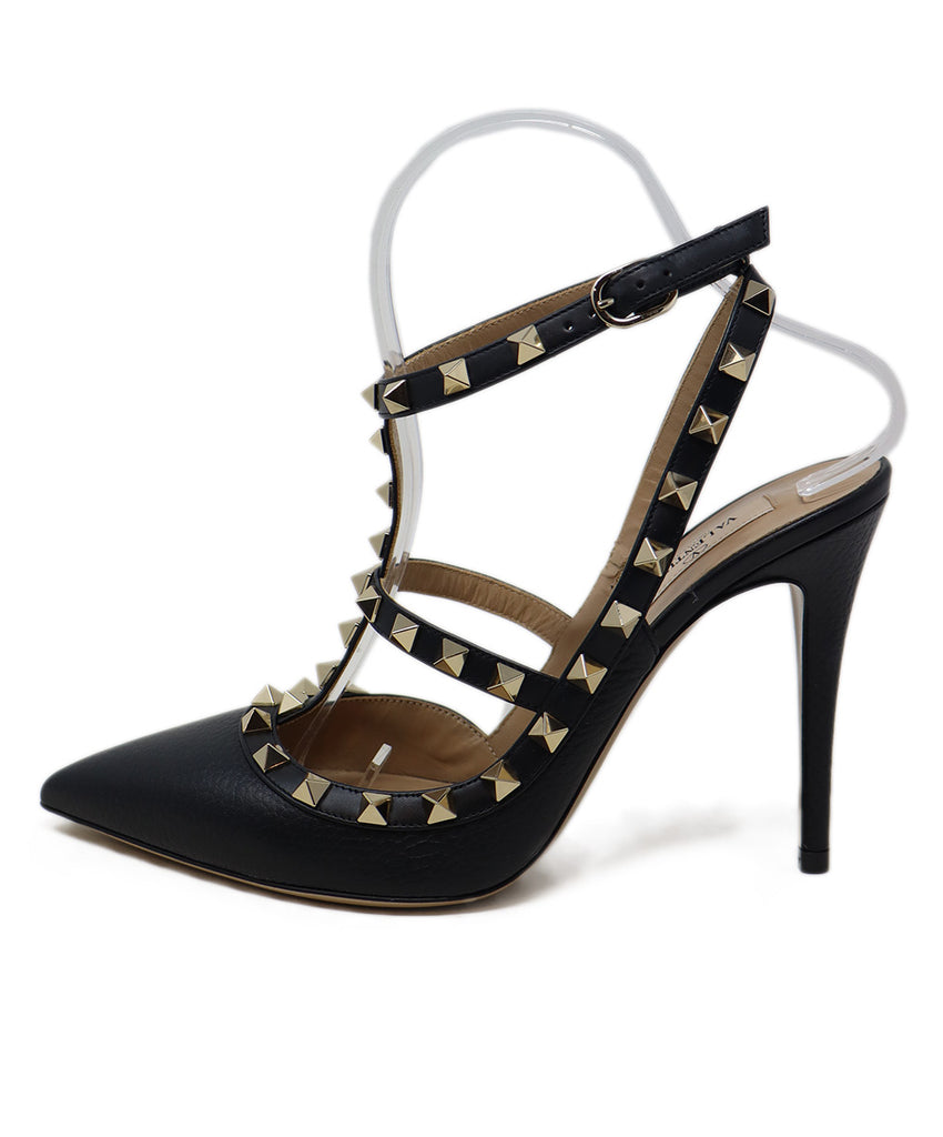 Valentino Black Leather Gold Grommets Shoes 1