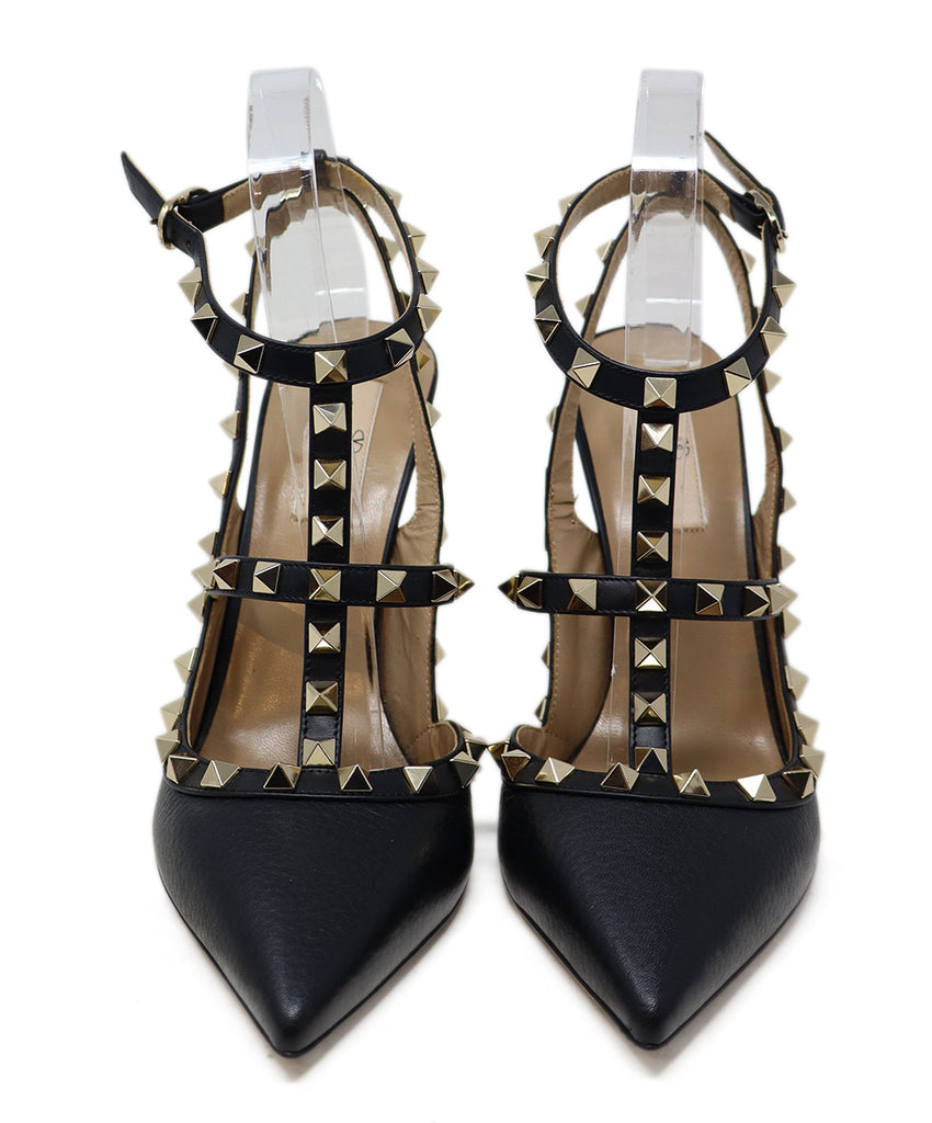Valentino Black Leather Gold Grommets Shoes 3