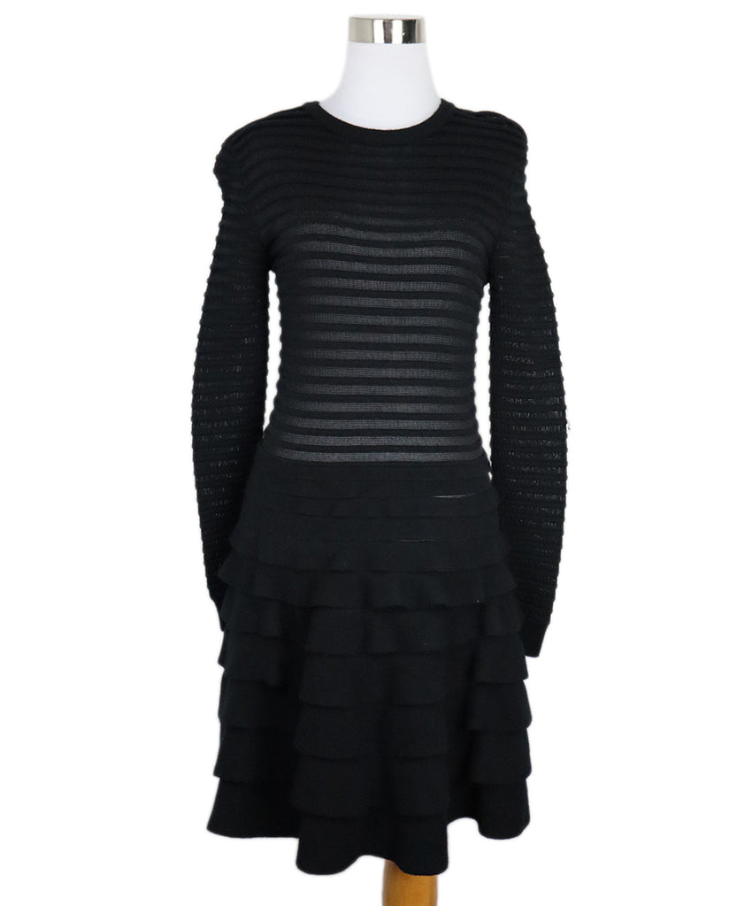 Valentino Black Wool & Cashmere Ruffle Dress 