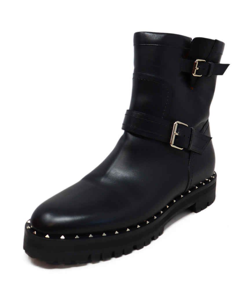 Valentino Black Leather Studded Booties 