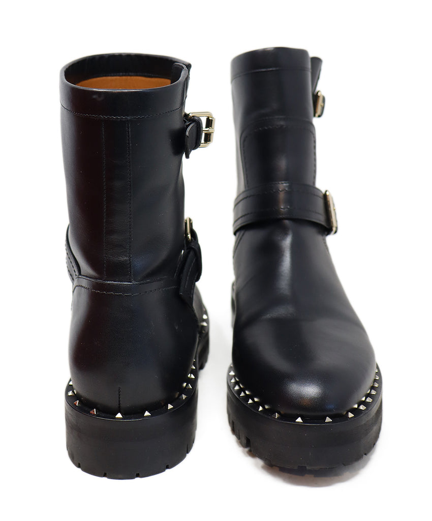 Valentino Black Leather Studded Booties 2