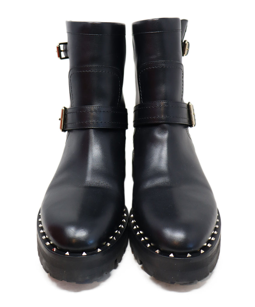Valentino Black Leather Studded Booties 3