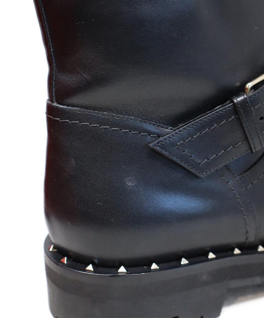 Valentino Black Leather Studded Booties 6