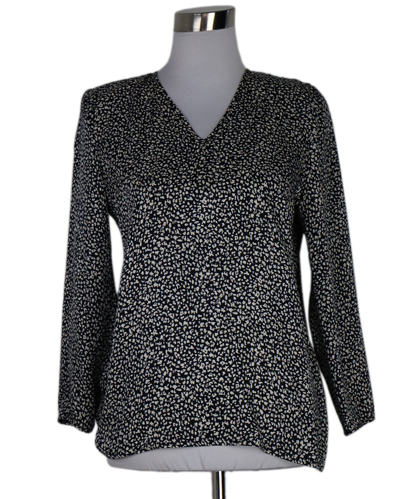 Valentino Vintage Blue Black & White Print Blouse 