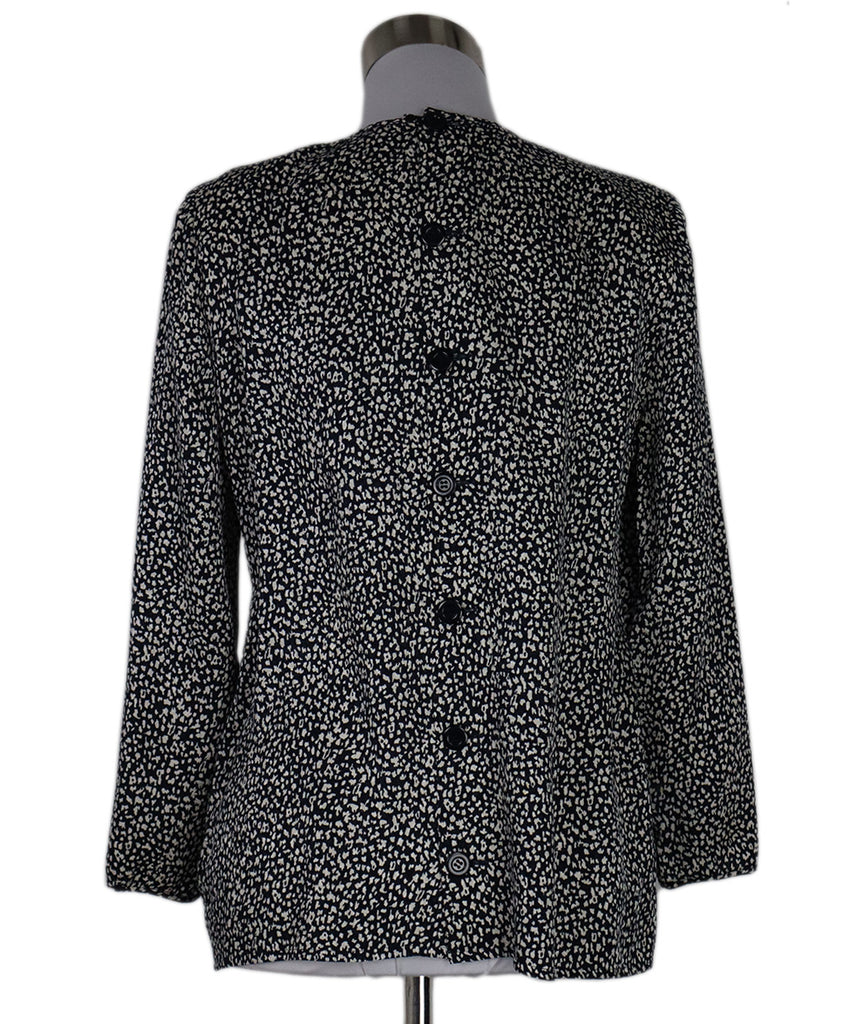 Valentino Vintage Blue Black & White Print Blouse 2