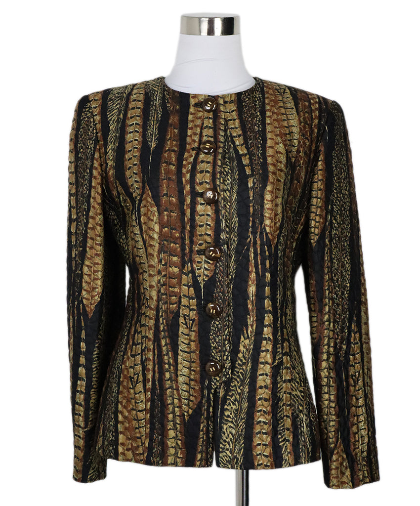 Valentino Vintage Brown & Black Silk Blazer 