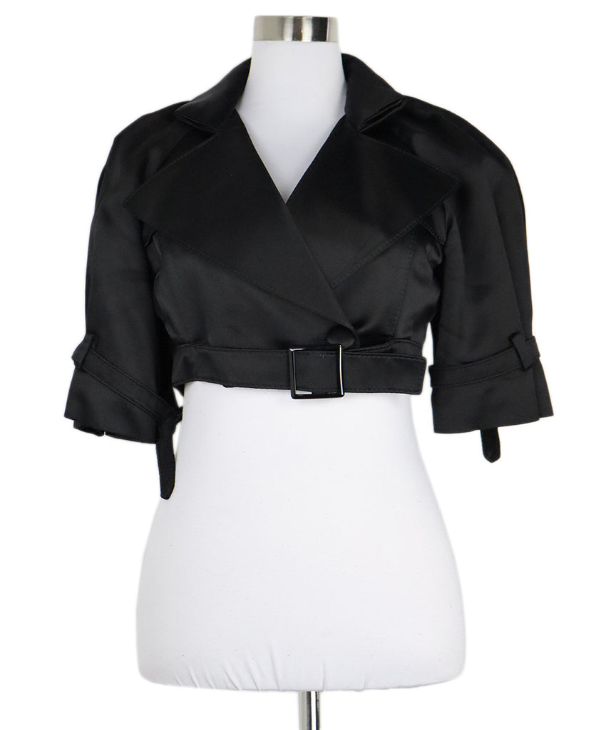 Valentino Black Satin Cropped Jacket 