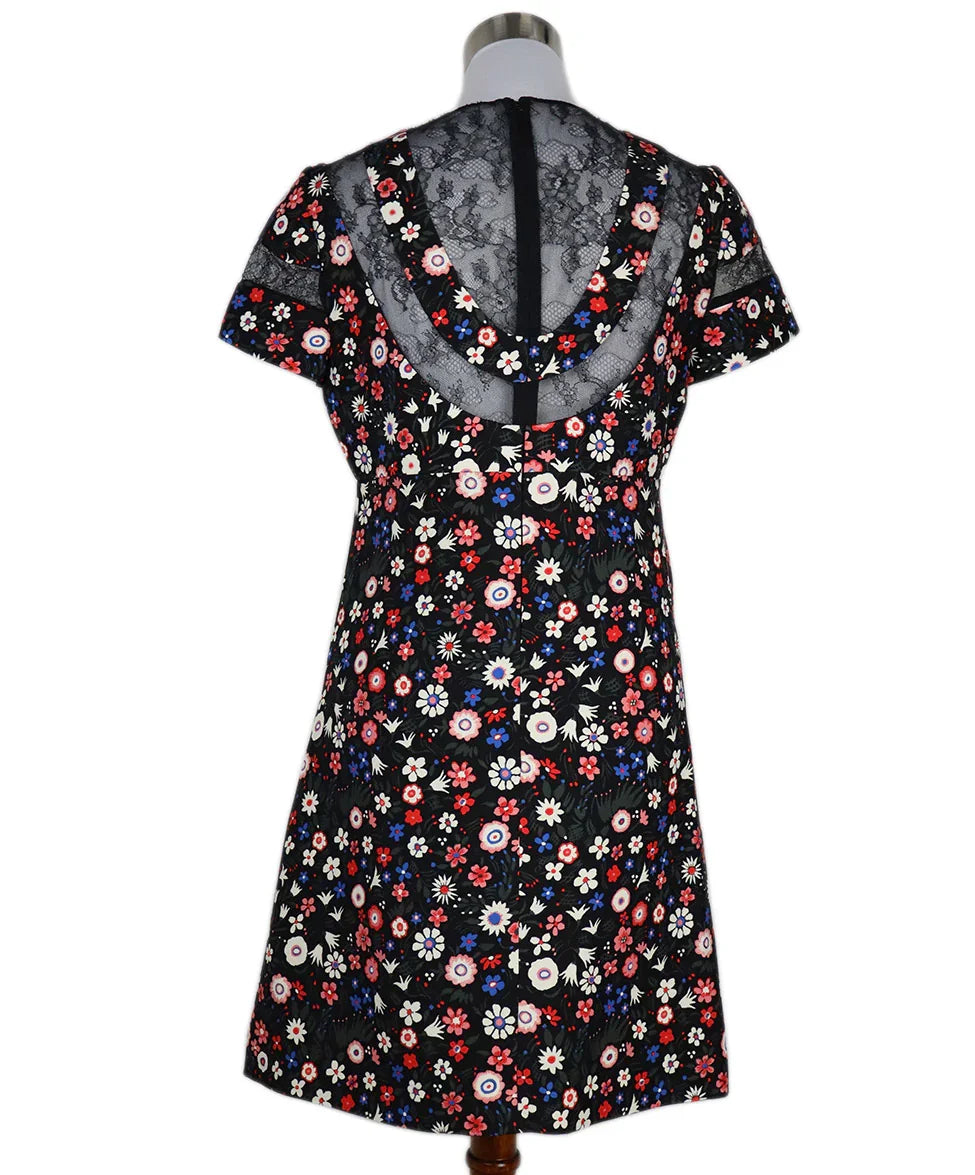 Valentino Multi & Black Floral Print Silk & Lace Dress sz 8 l Michael's Luxury Consignment Michael's Consignment NYC Valentino Multi & Black Floral Print Silk & Lace Dress sz 8 l Michael's Luxury Consignment Michael's Consignment NYC