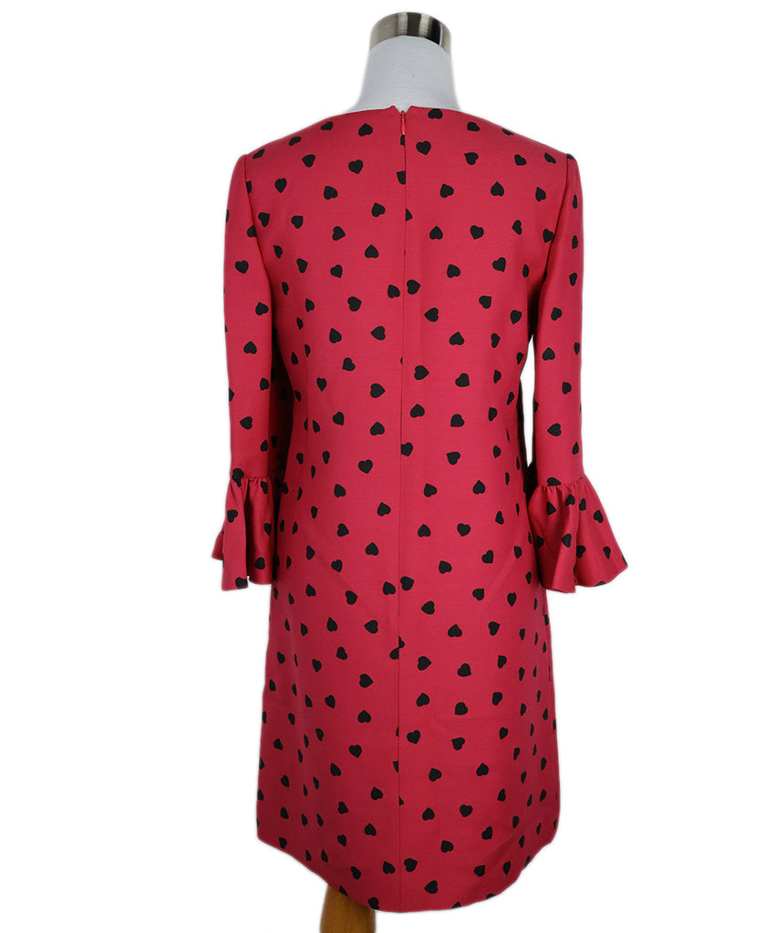 Valentino Fuchsia & Black Heart Print Wool Dress 2