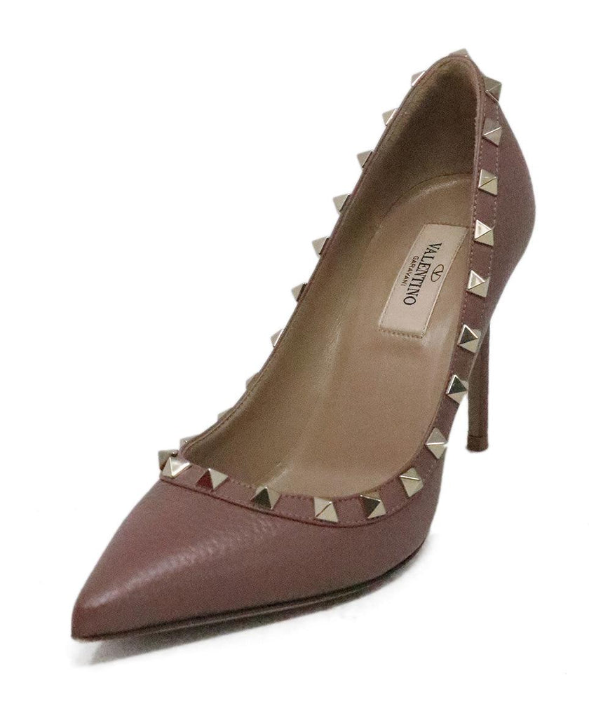 Valentino Mauve Leather & Gold Stud Heels sz 6 - Michael's Consignment NYC