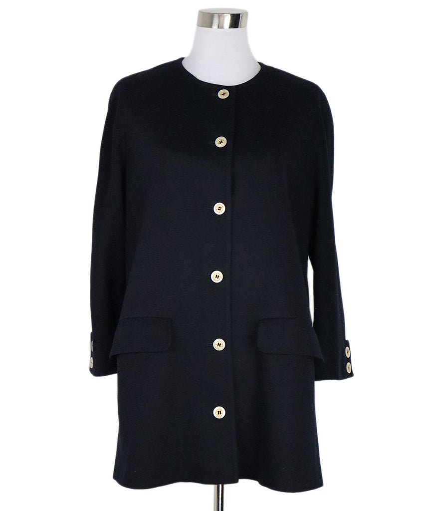 Valentino Vintage Navy Wool Coat 