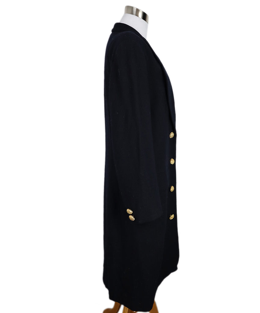 Valentino Vintage Navy Wool & Gold Button Coat 1
