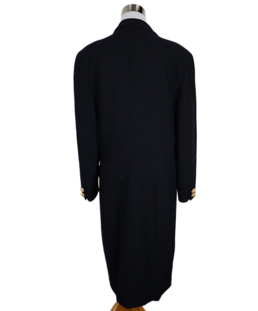 Valentino Vintage Navy Wool & Gold Button Coat 2