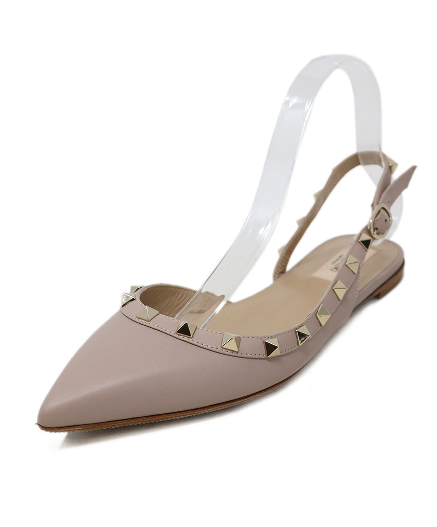 Valentino Nude Leather Studded Flats 