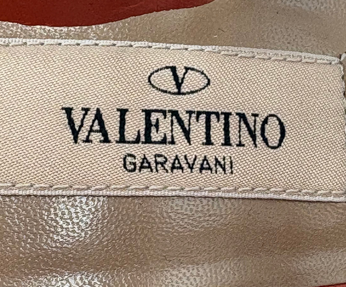 Valentino Salmon Orange Leather Heels w/ Rock Studs Sz40 l