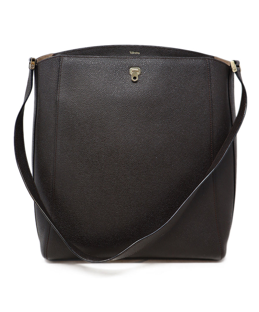 Valextra Brown Grained Leather Shoulder Bag 