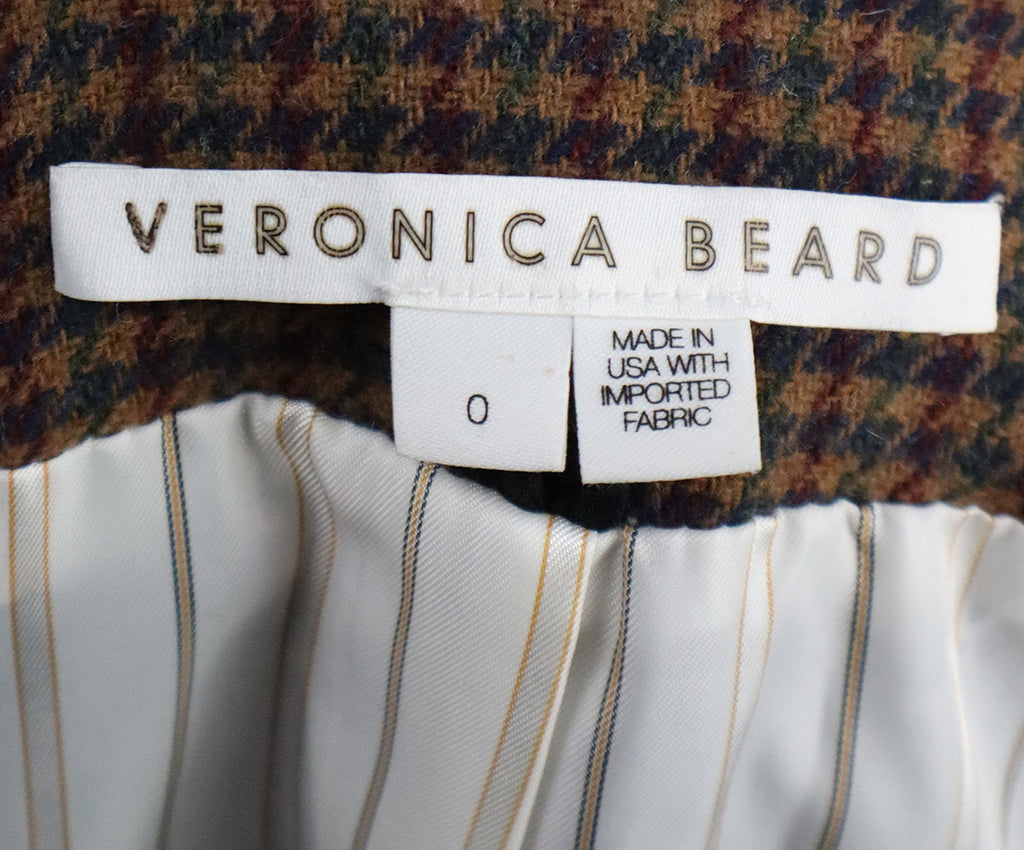 Veronica Beard Brown Burgundy & Green Houndstooth Blazer 3