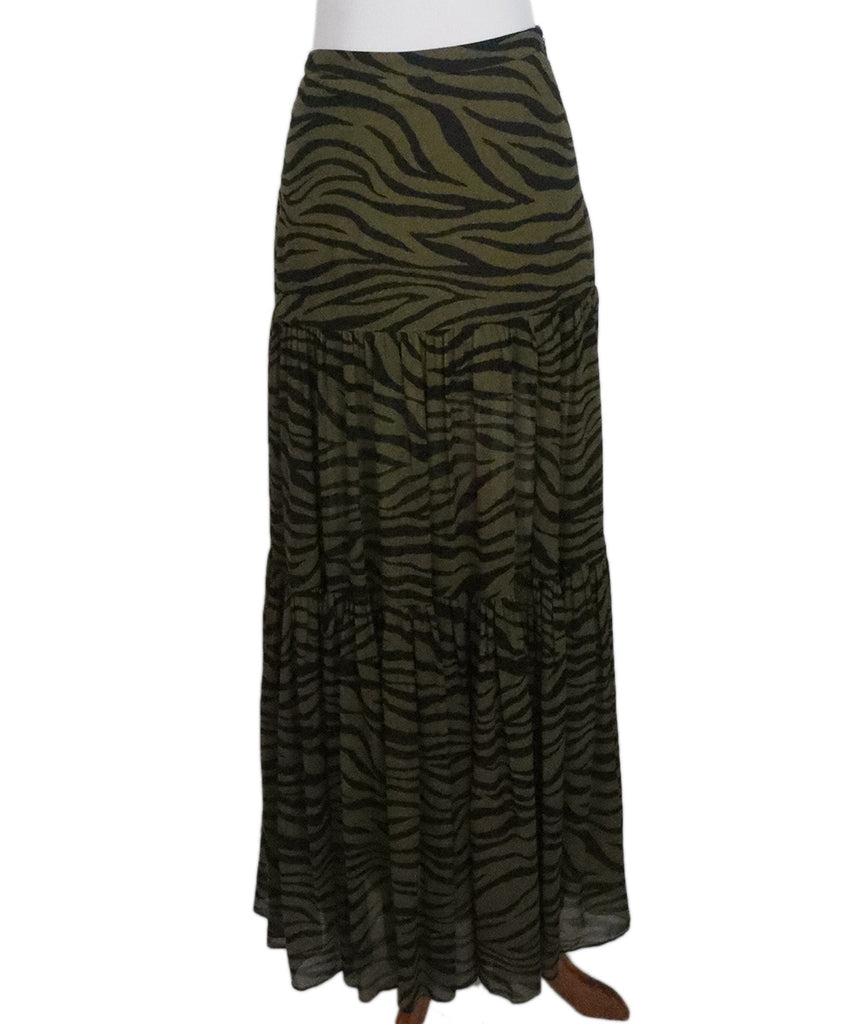 Veronica Beard Green & Black Zebra Print Skirt 