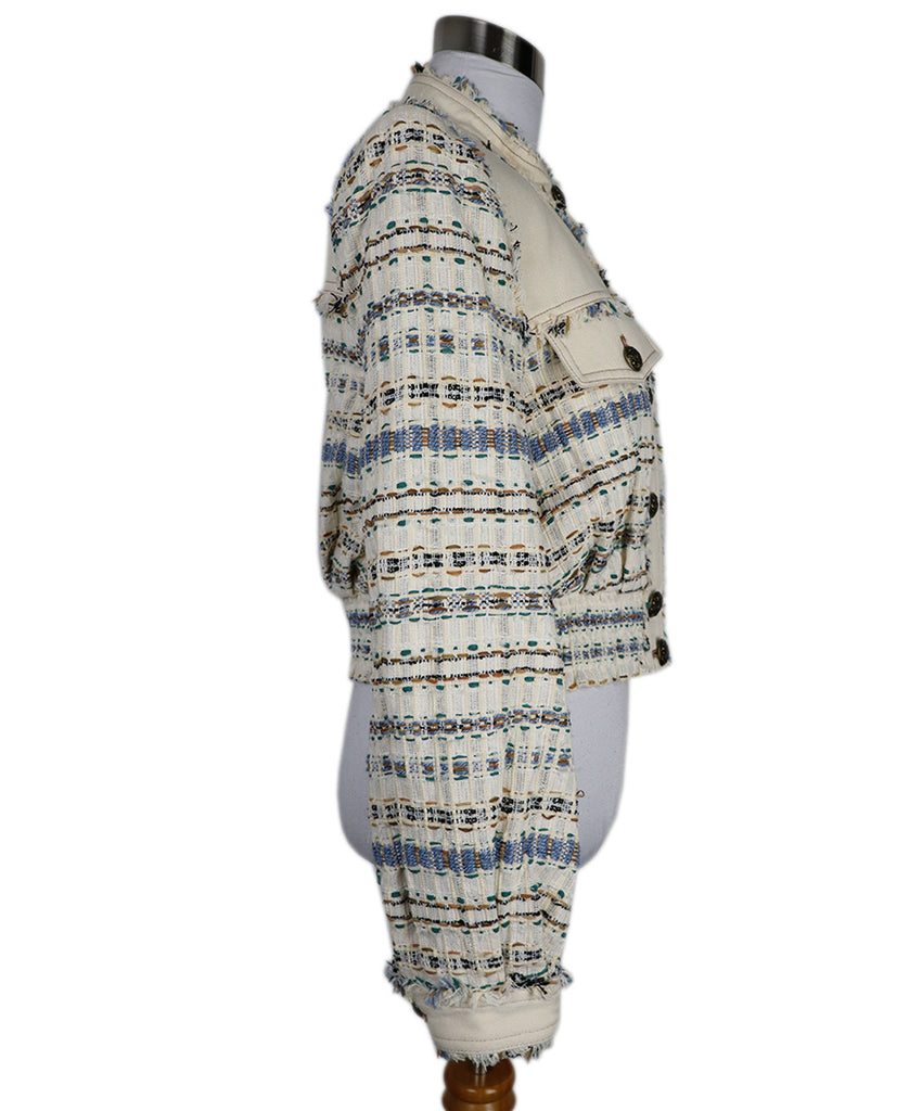 Veronica Beard Ivory Green & Blue Denim Jacket 1