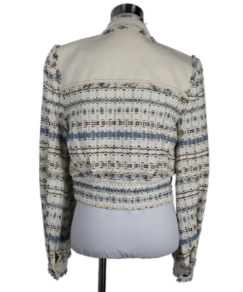 Veronica Beard Ivory Green & Blue Denim Jacket 2