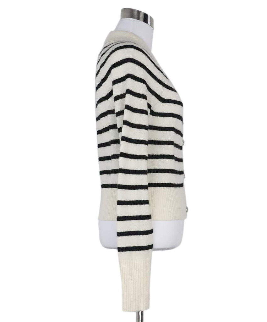 Veronica Beard Ivory & Black Striped Cashmere Cardigan 1