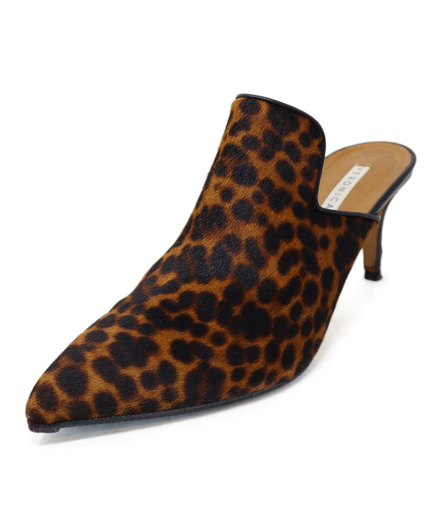 Veronica Beard Brown Black Leopard Print Fur Heels 