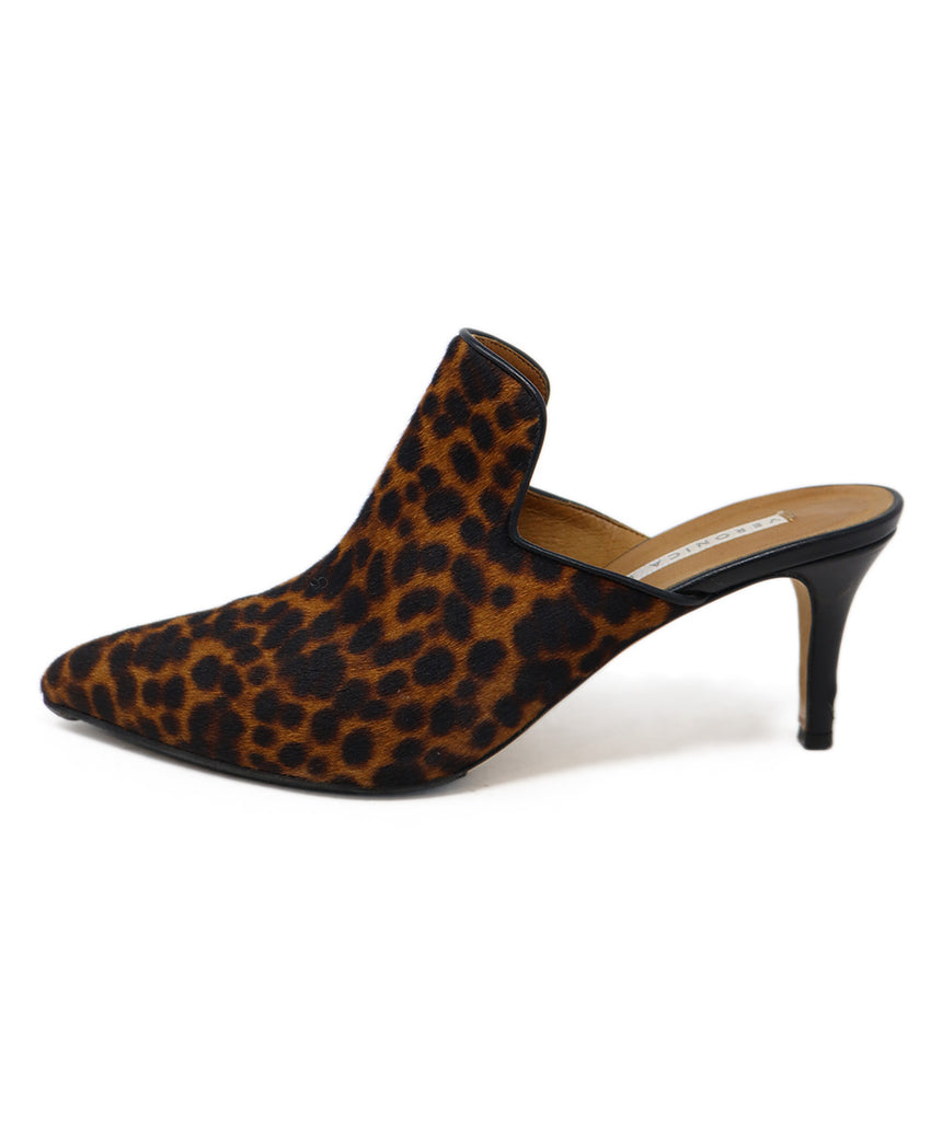 Veronica Beard Brown Black Leopard Print Fur Heels 1
