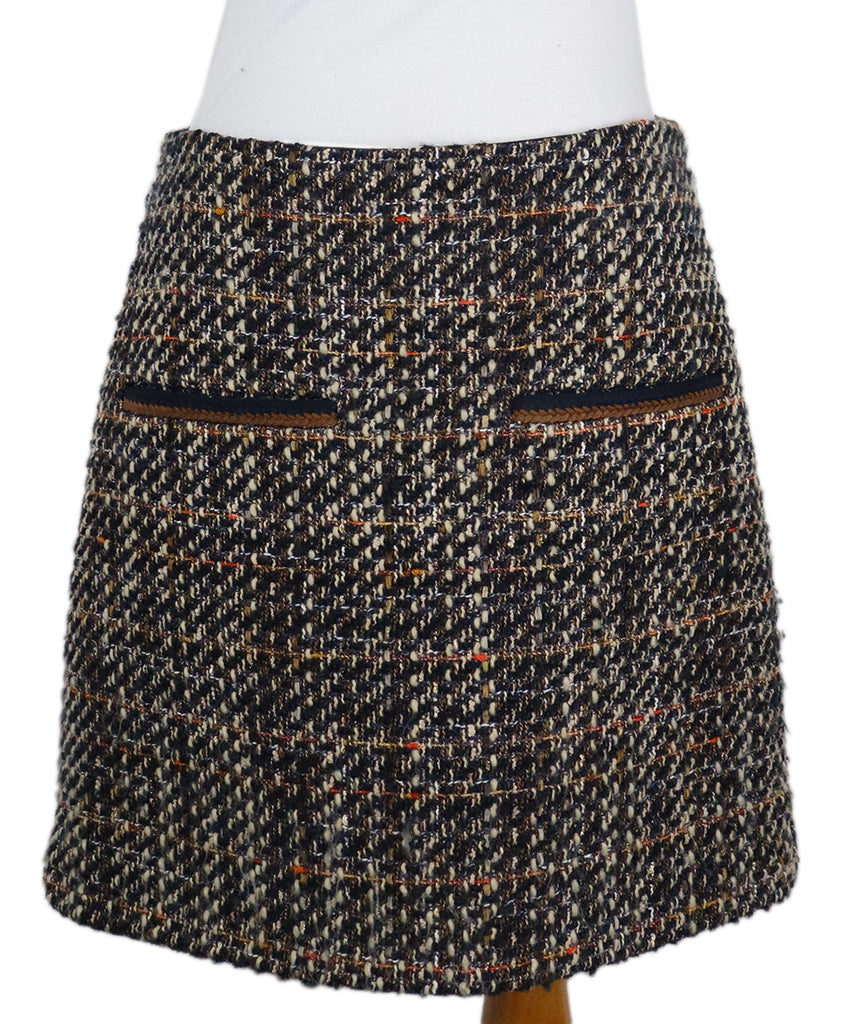 Veronica Beard Navy & Beige Tweed Skirt 